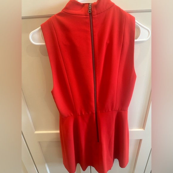 Alice + Olivia Tania dress skirt romper, mock neck, bright red, size 2 - Picture 3 of 6